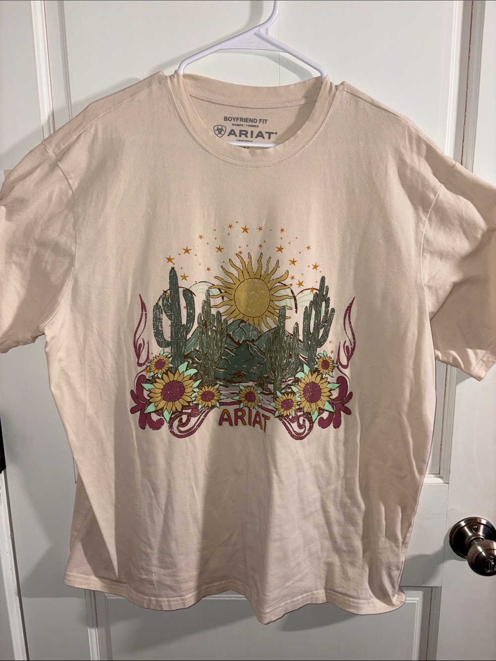 Ariat Southwestern Sun & Cactus Graphic Tee - Cream, Green, Yellow, Burgundy